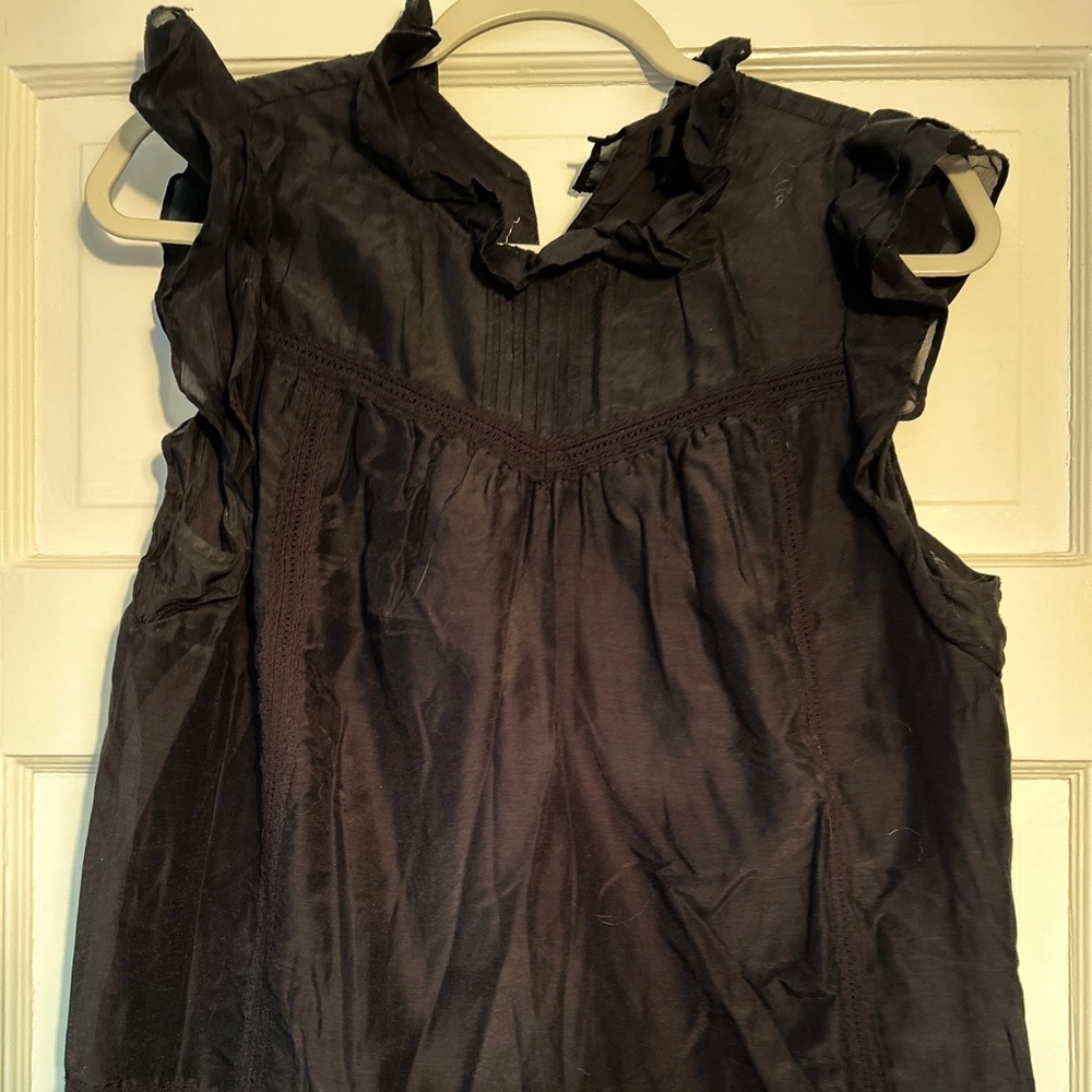 J Crew. Black Ruffled Women's Top